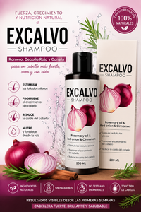 EXCALVO SHAMPOO – ROMERO, CEBOLLA ROJA Y CANELA - NOSA